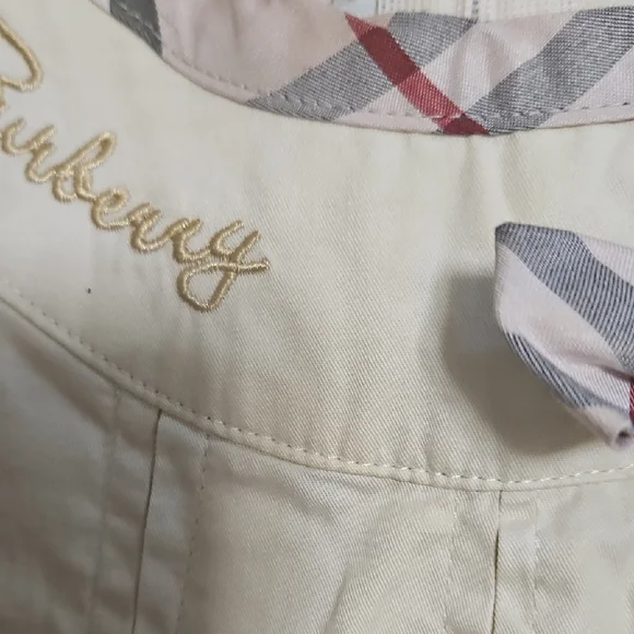 Burberry Cream Dress with Plaid Trim